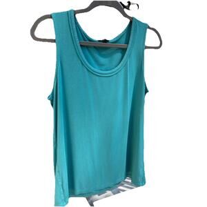 Talbots Teal Blue Tank Top Scoop Neck Rayon Spandex Blend Womens Basic Large